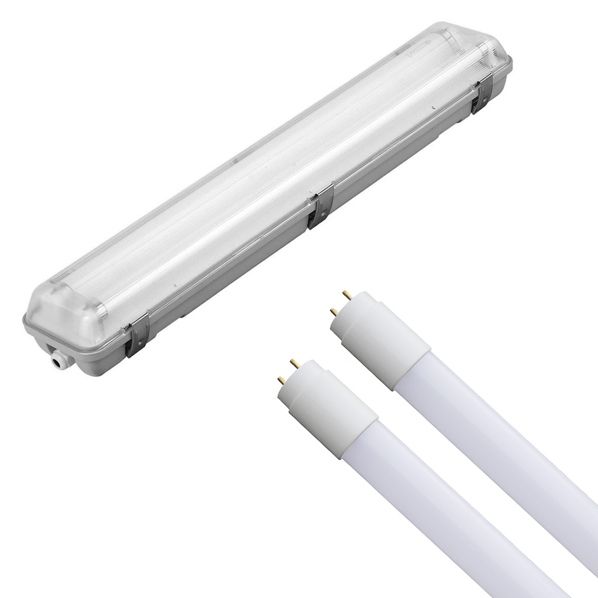 Plafoniera a tenuta stagna ip65 120cm 220v incluso di 2 tubi t8 36w