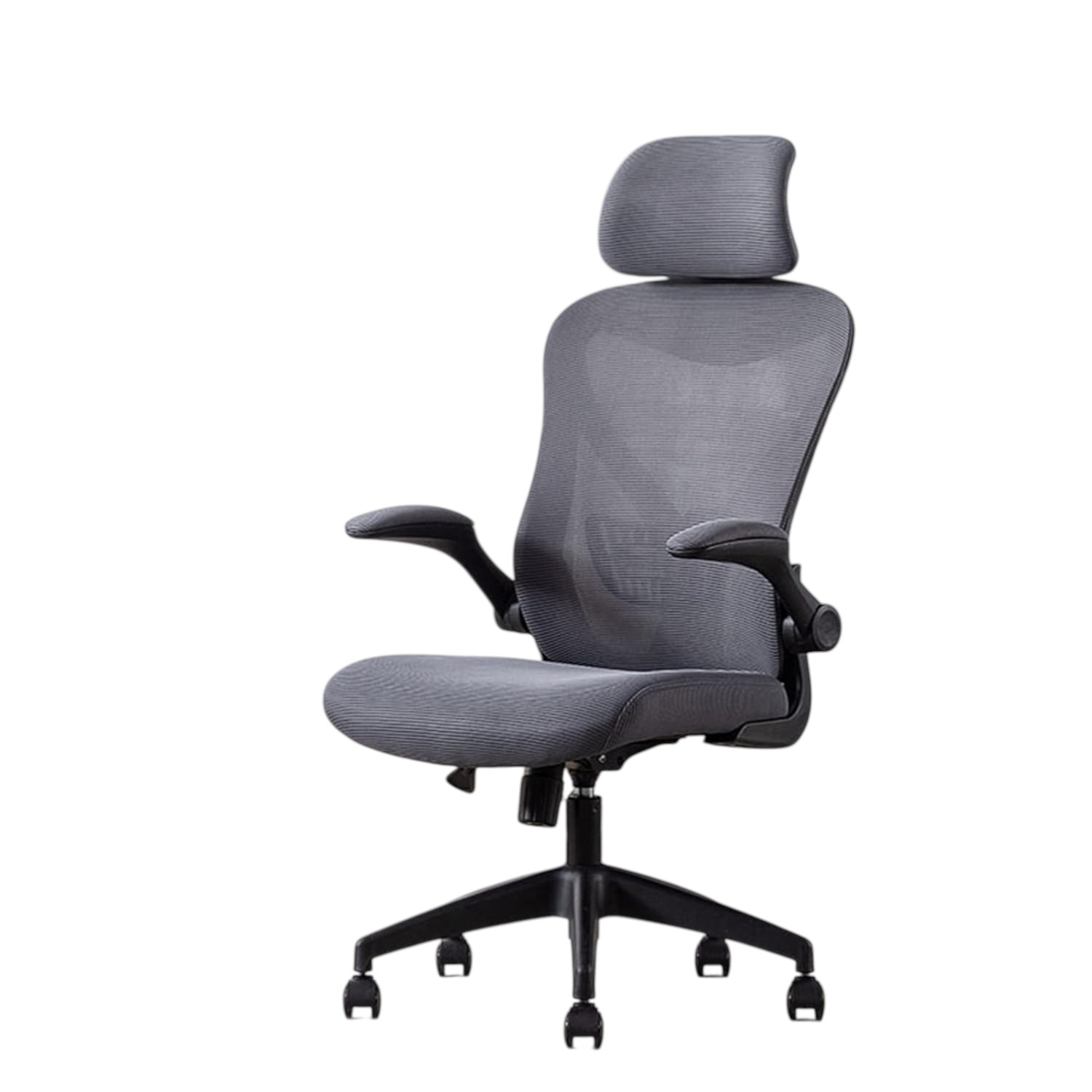 Silla Ergonómica de Oficina Gris con Altura Ajustable y Reposabrazos Abatibles