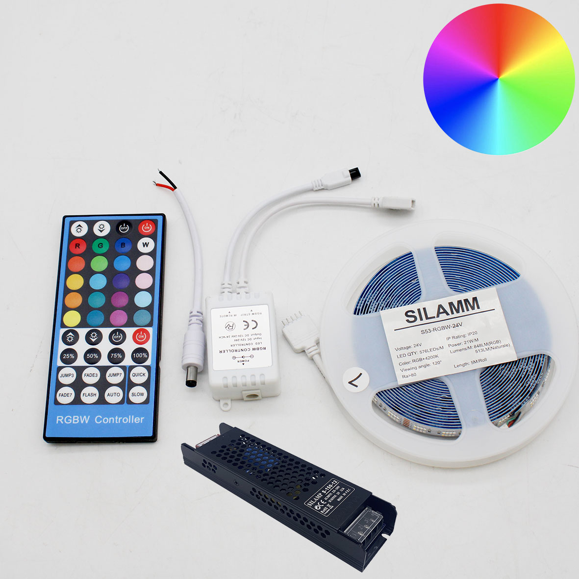 Striscia LED RGB 12V 5m 30W smd5050 con Alimentatore Telecomando e Centralina