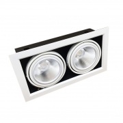 Portafaretto AR111 Orientable Doble 40W con 2 Focos LED - Metal Blanco Mate