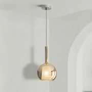 Lampada a sospensione led sferica in vetro design moderno colore amber 25 cm