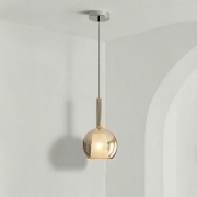 Lampada a sospensione led sferica in vetro design moderno colore amber 20 cm