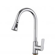 Mitigeur pivotant chromÃ© avec douchette extractible pour Ã©vier de cuisine T006-6