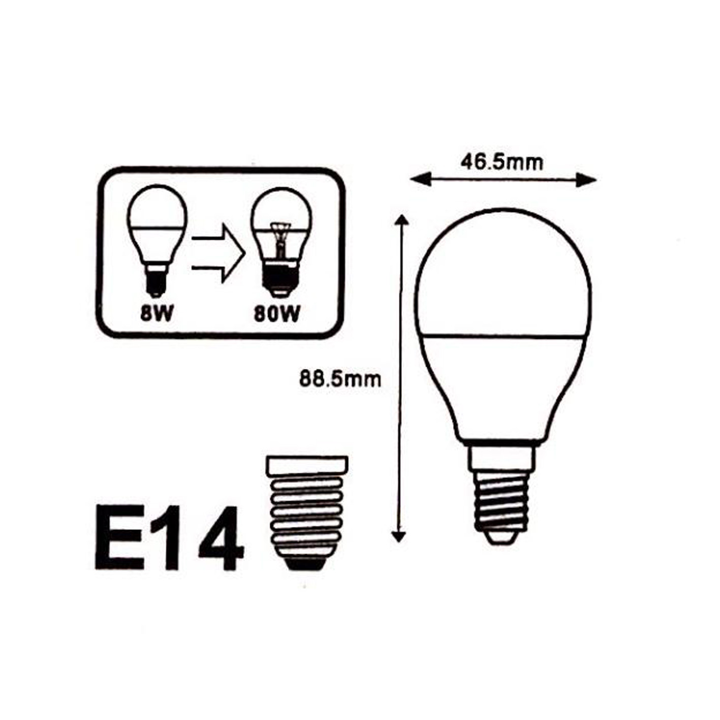 Pacco 10 lampadine E14 8W mini?globo